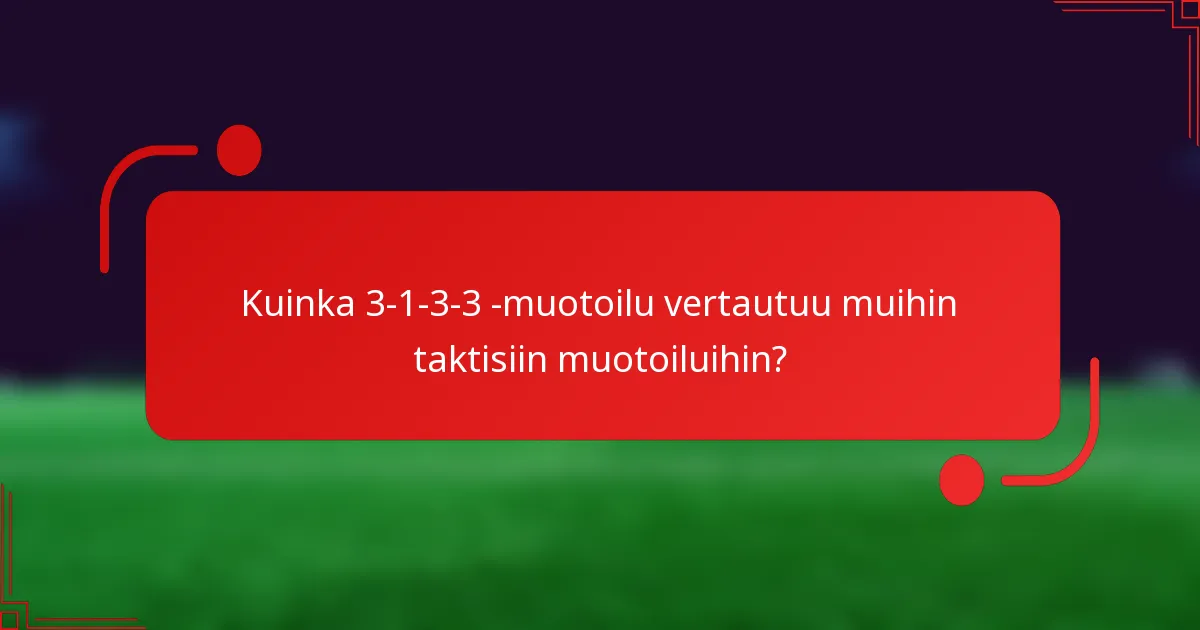 Kuinka 3-1-3-3 -muotoilu vertautuu muihin taktisiin muotoiluihin?