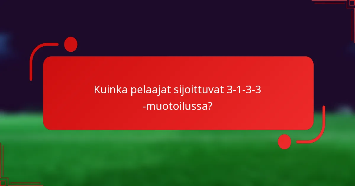 Kuinka pelaajat sijoittuvat 3-1-3-3 -muotoilussa?