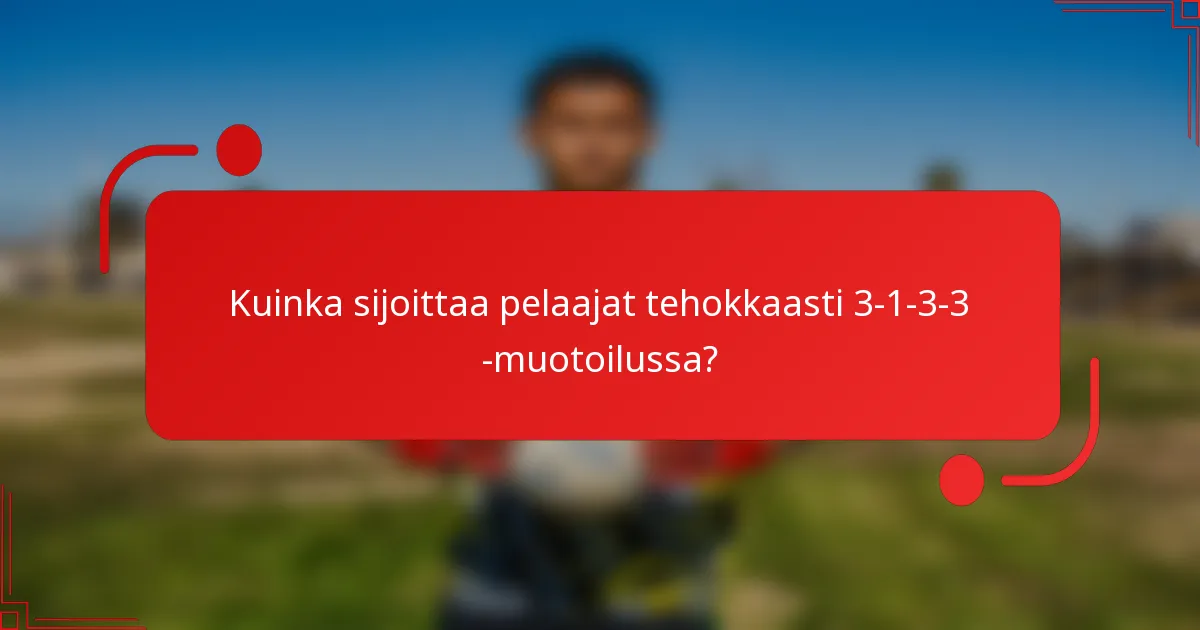 Kuinka sijoittaa pelaajat tehokkaasti 3-1-3-3 -muotoilussa?