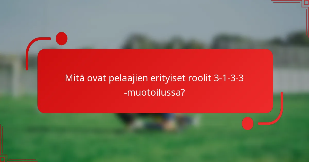 Mitä ovat pelaajien erityiset roolit 3-1-3-3 -muotoilussa?