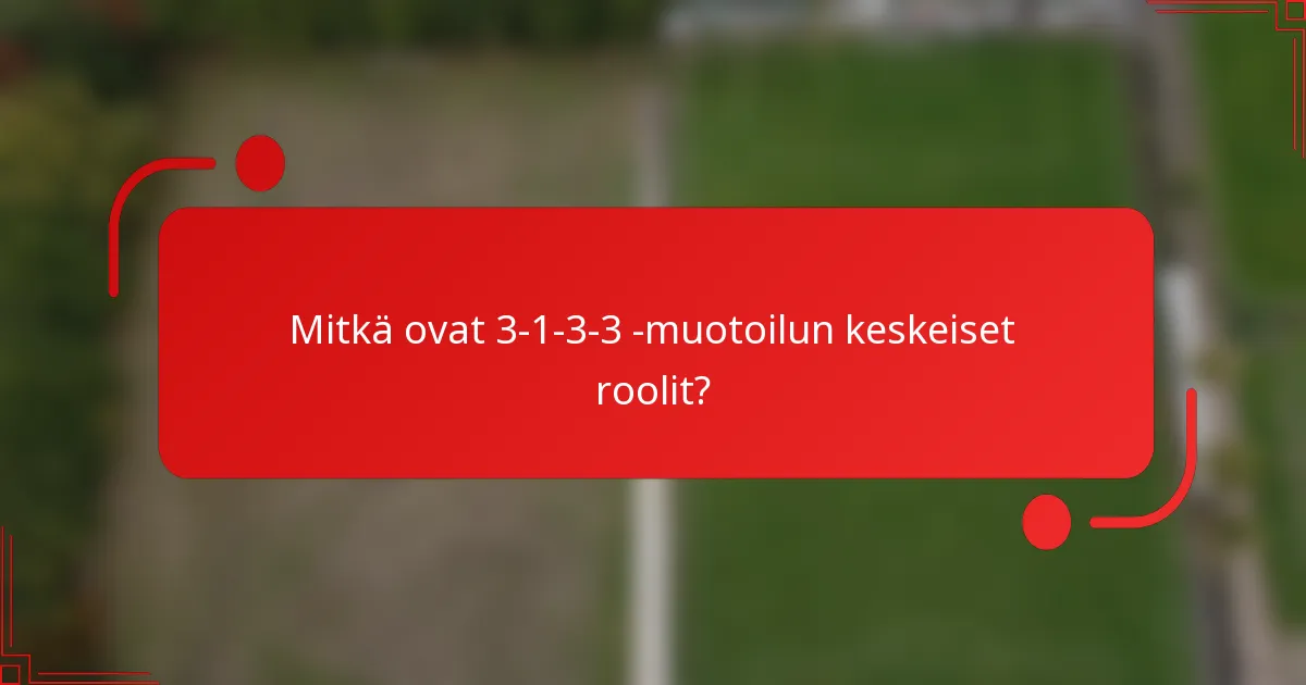 Mitkä ovat 3-1-3-3 -muotoilun keskeiset roolit?