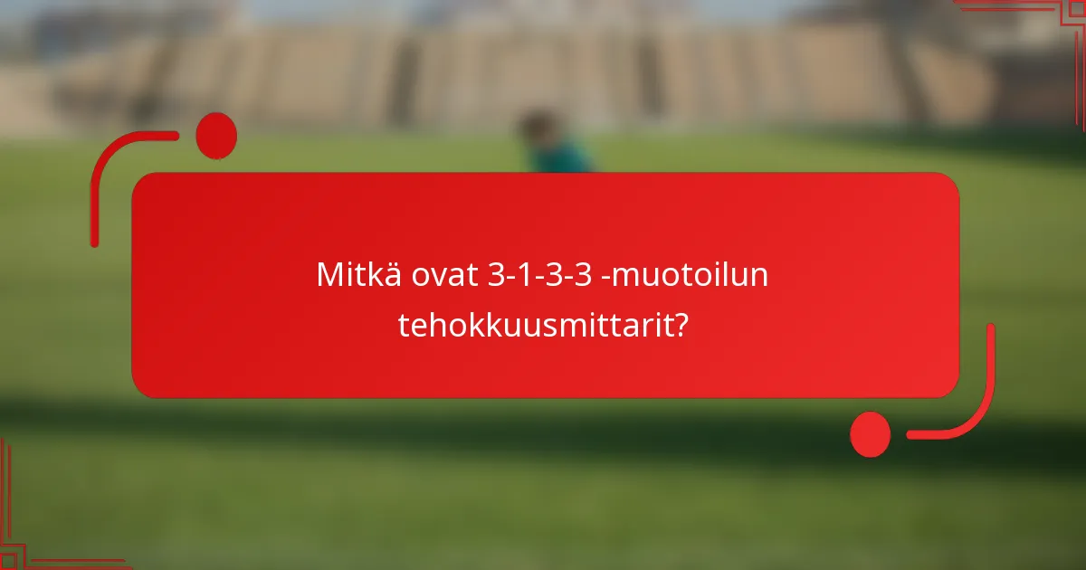Mitkä ovat 3-1-3-3 -muotoilun tehokkuusmittarit?