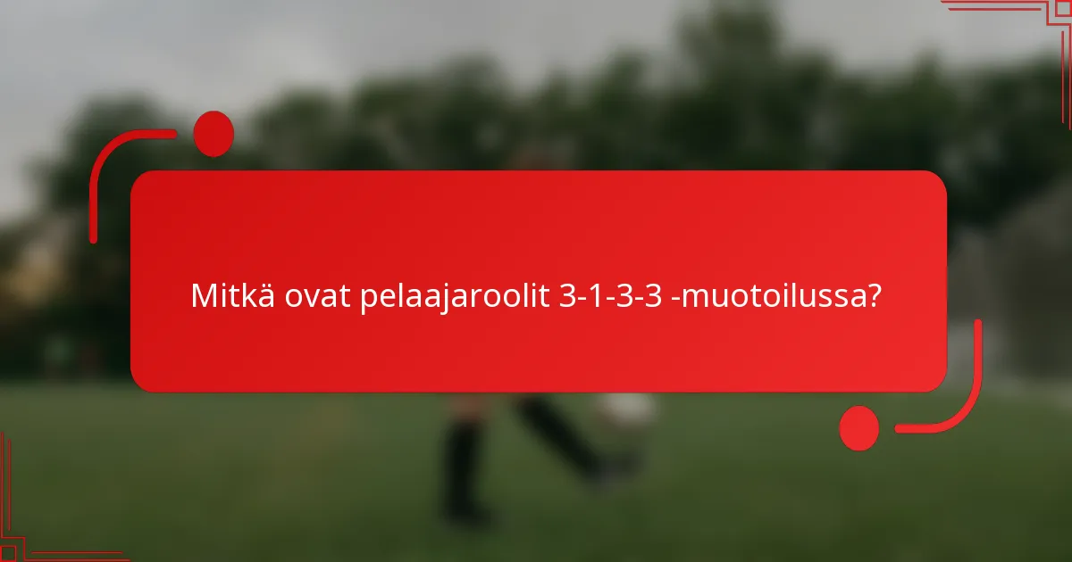 Mitkä ovat pelaajaroolit 3-1-3-3 -muotoilussa?
